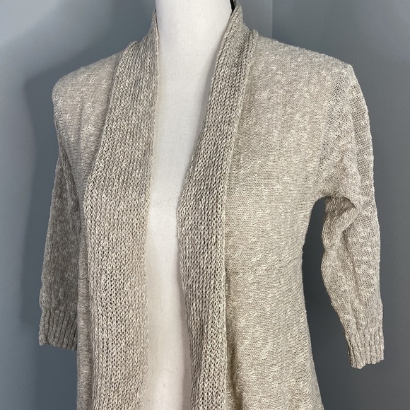 Eileen Fisher Petite Linen Green Quarter Sleeve Blouse Cardigan - Picture 2 of 7